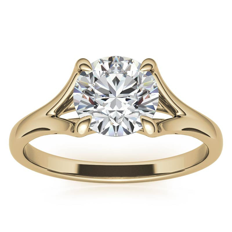 Round Trellis Moissanite Solitaire Ring