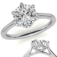 Round 6-Prong Trellis Moissanite Solitaire Ring