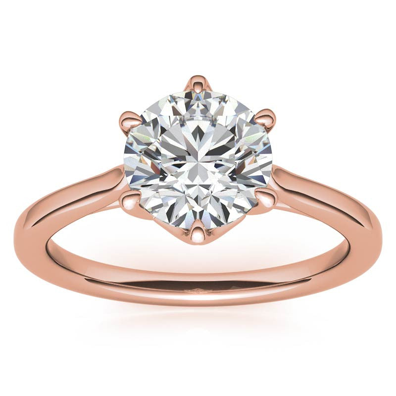 Round 6-Prong Trellis Moissanite Solitaire Ring