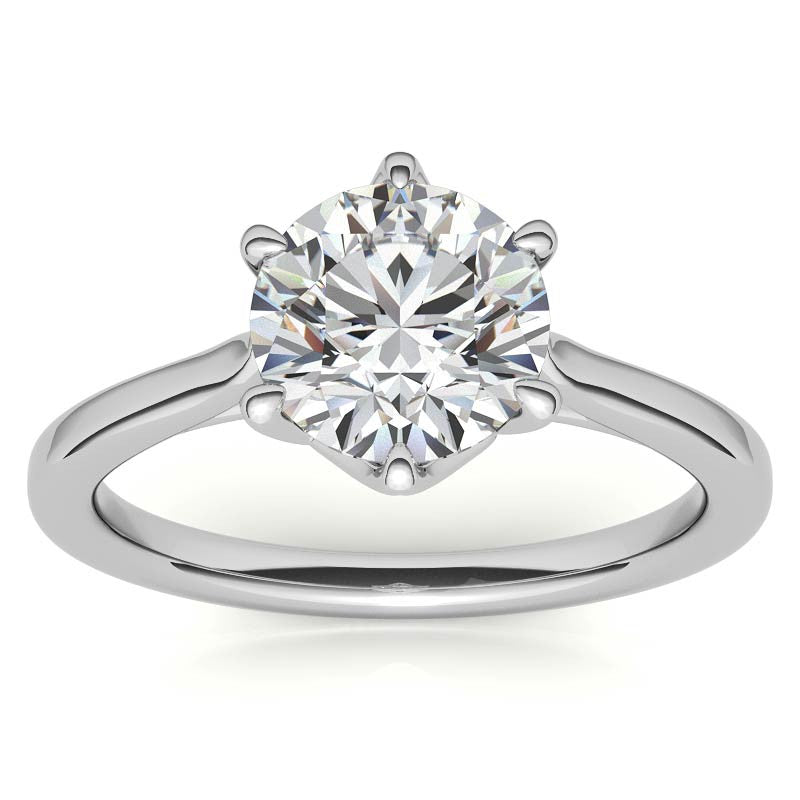 Round 6-Prong Trellis Moissanite Solitaire Ring