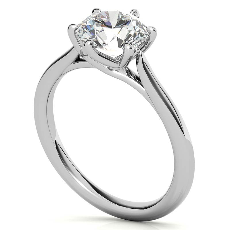 Round 6-Prong Trellis Moissanite Solitaire Ring