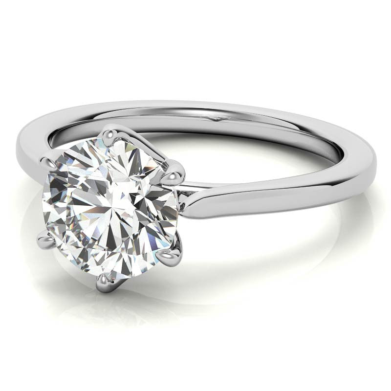 Round 6-Prong Trellis Moissanite Solitaire Ring