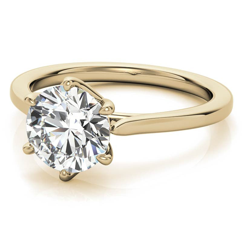 Round 6-Prong Trellis Moissanite Solitaire Ring