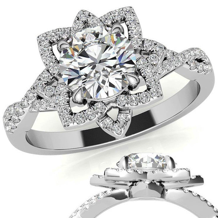 Round Lotus Moissanite Infinity Design Engagement Ring
