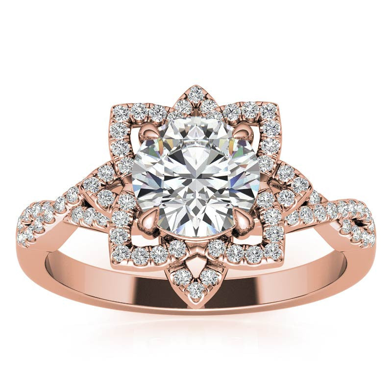 Round Lotus Moissanite Infinity Design Engagement Ring