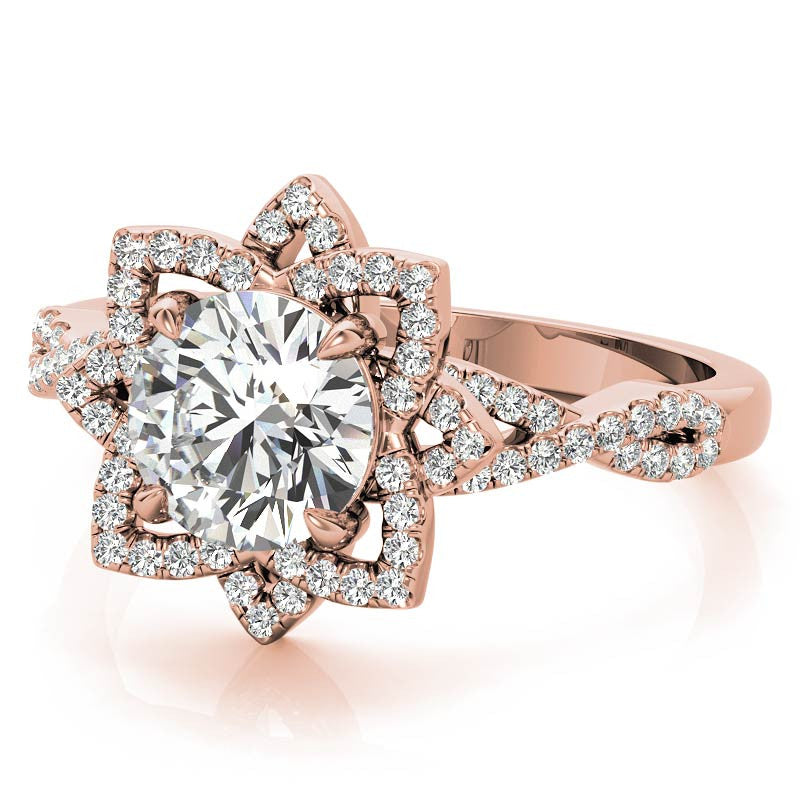 Round Lotus Moissanite Infinity Design Engagement Ring