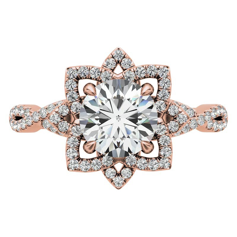 Round Lotus Moissanite Infinity Design Engagement Ring