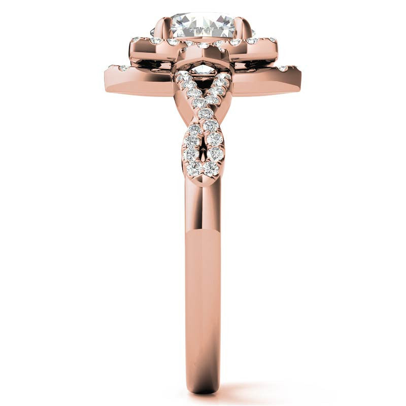 Round Lotus Moissanite Infinity Design Engagement Ring