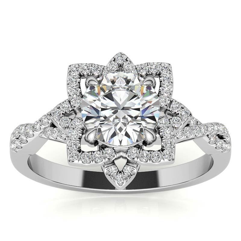 Round Lotus Moissanite Infinity Design Engagement Ring