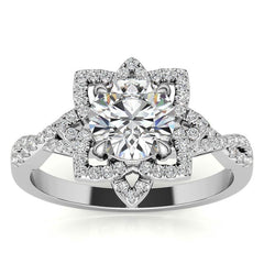 Round Lotus Moissanite Infinity Design Engagement Ring