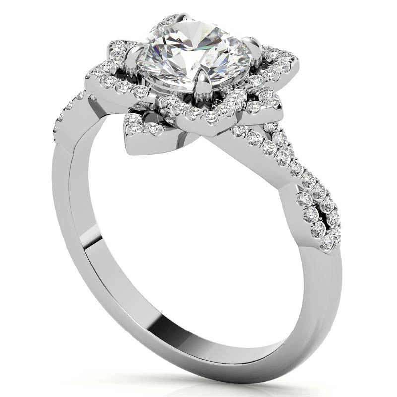 Round Lotus Moissanite Infinity Design Engagement Ring