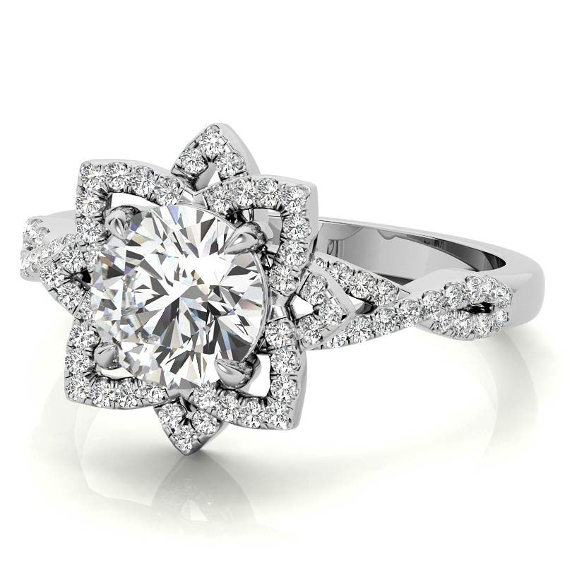 Round Lotus Moissanite Infinity Design Engagement Ring