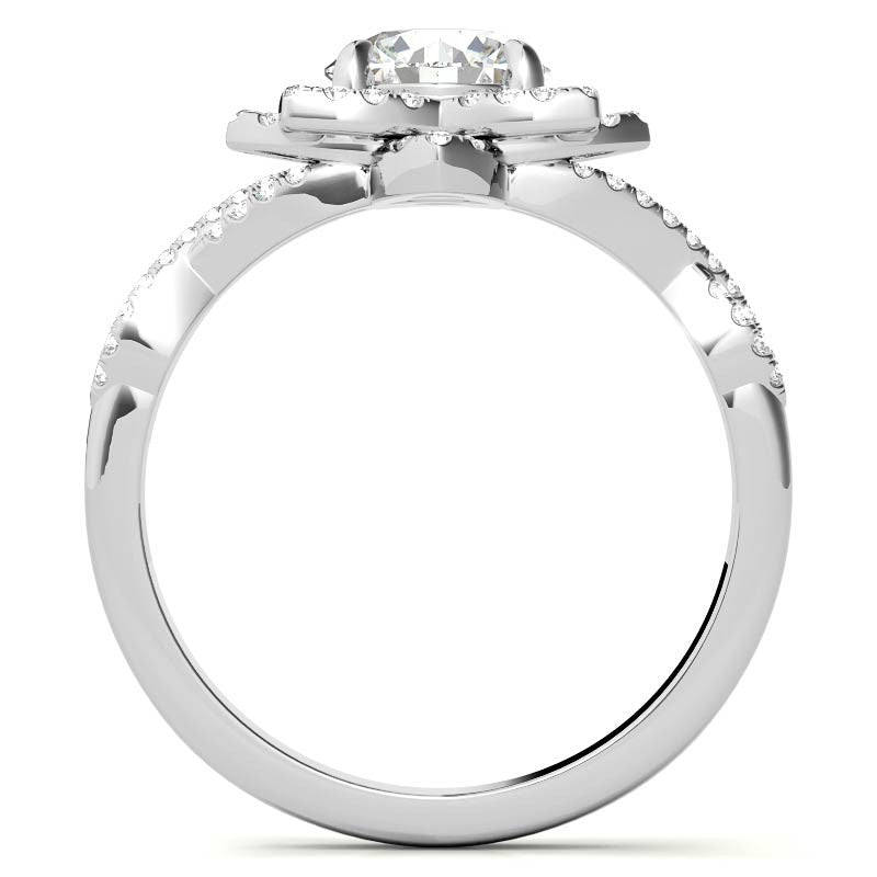 Round Lotus Moissanite Infinity Design Engagement Ring
