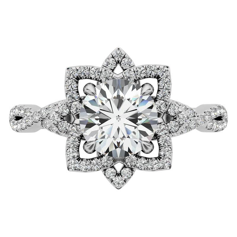 Round Lotus Moissanite Infinity Design Engagement Ring
