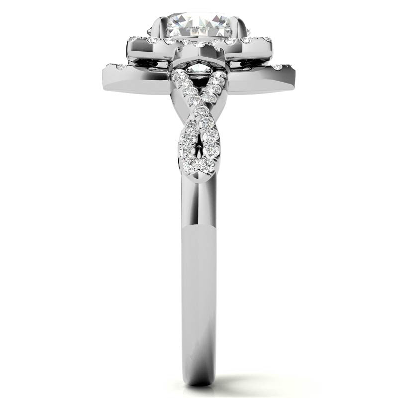 Round Lotus Moissanite Infinity Design Engagement Ring