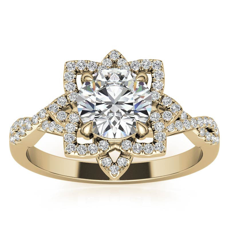 Round Lotus Moissanite Infinity Design Engagement Ring