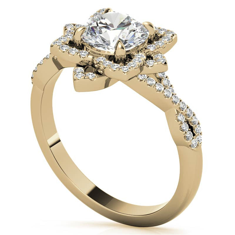 Round Lotus Moissanite Infinity Design Engagement Ring