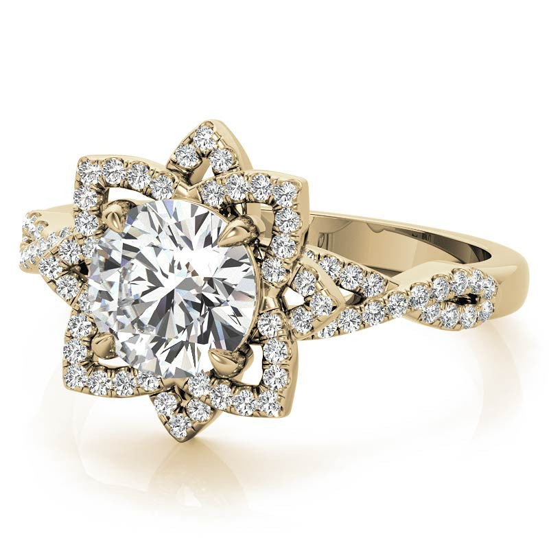 Round Lotus Moissanite Infinity Design Engagement Ring