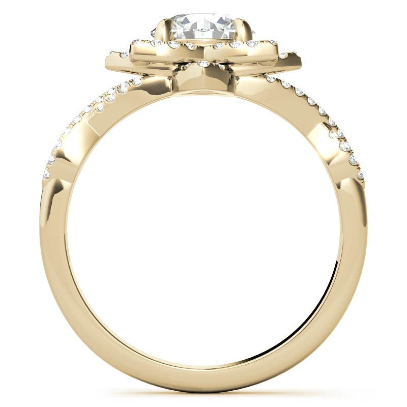 Round Lotus Moissanite Infinity Design Engagement Ring