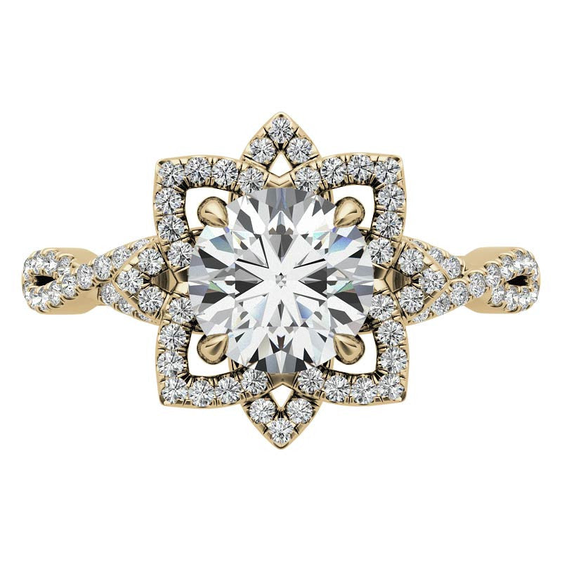 Round Lotus Moissanite Infinity Design Engagement Ring
