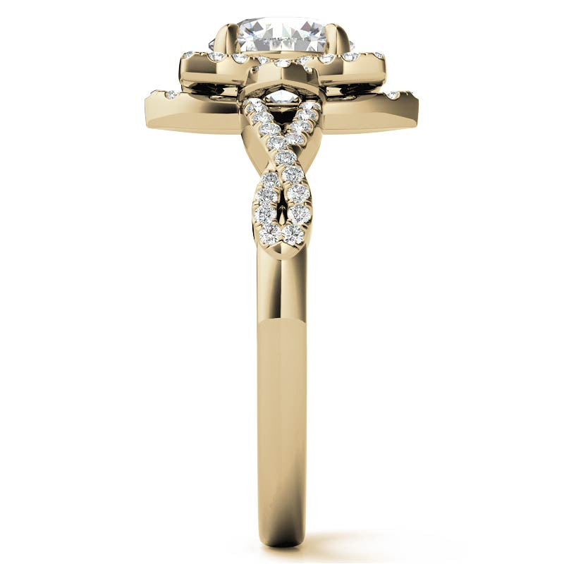 Round Lotus Moissanite Infinity Design Engagement Ring