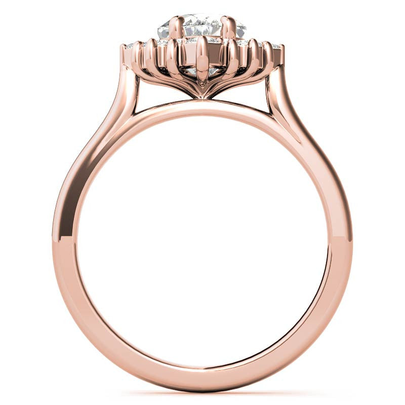 Round and Princess Halo Oval Moissanite Engagement Ring