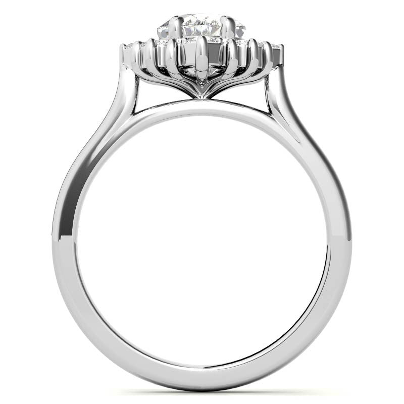 Round and Princess Halo Oval Moissanite Engagement Ring