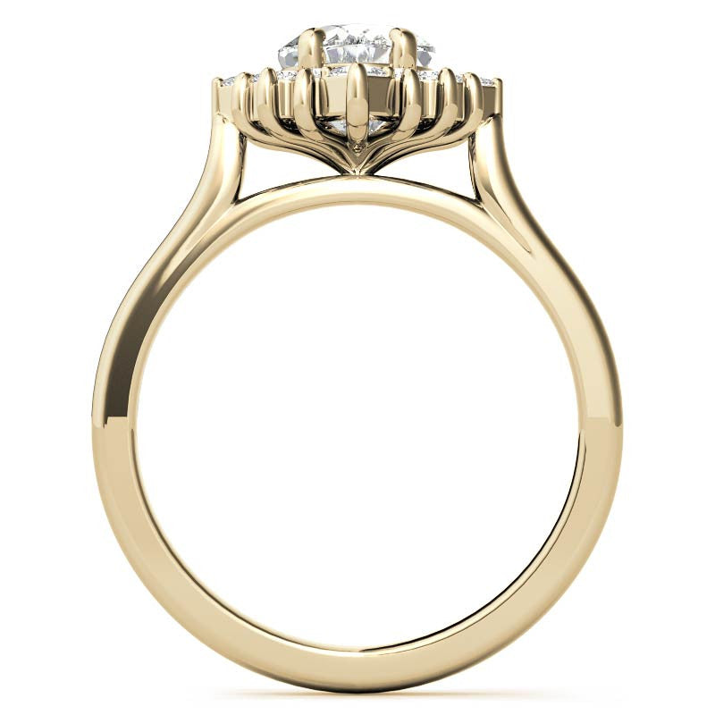 Round and Princess Halo Oval Moissanite Engagement Ring