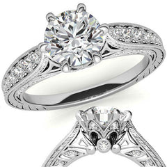 6-Prong Round Antique Moissanite Engagement Ring