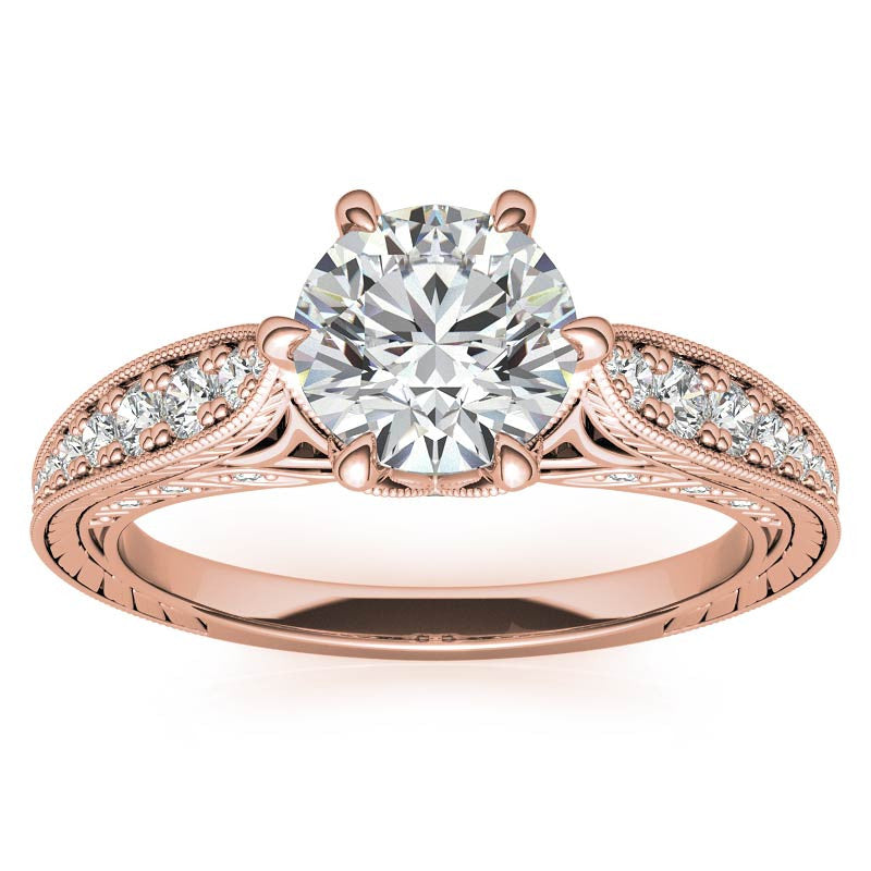 6-Prong Round Antique Moissanite Engagement Ring