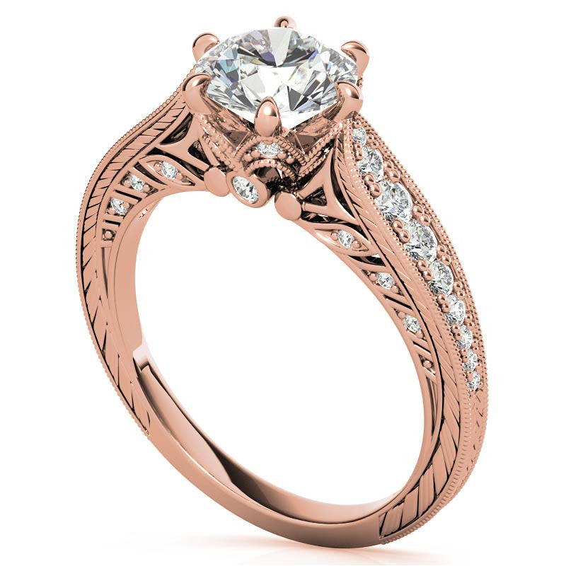 6-Prong Round Antique Moissanite Engagement Ring