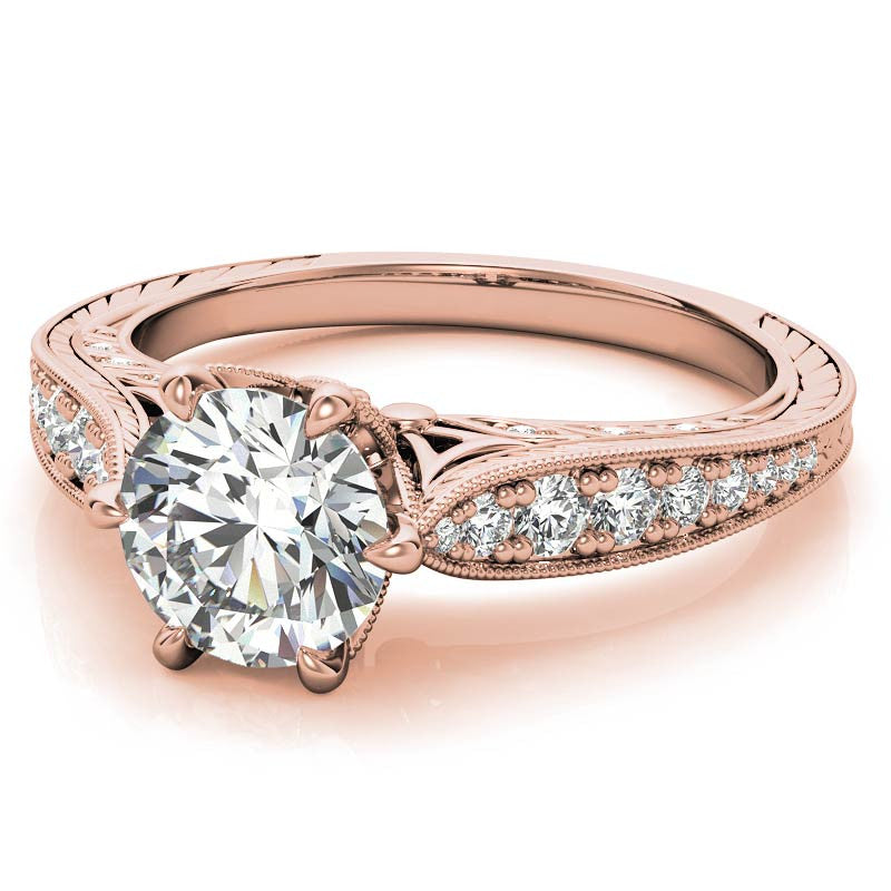 6-Prong Round Antique Moissanite Engagement Ring