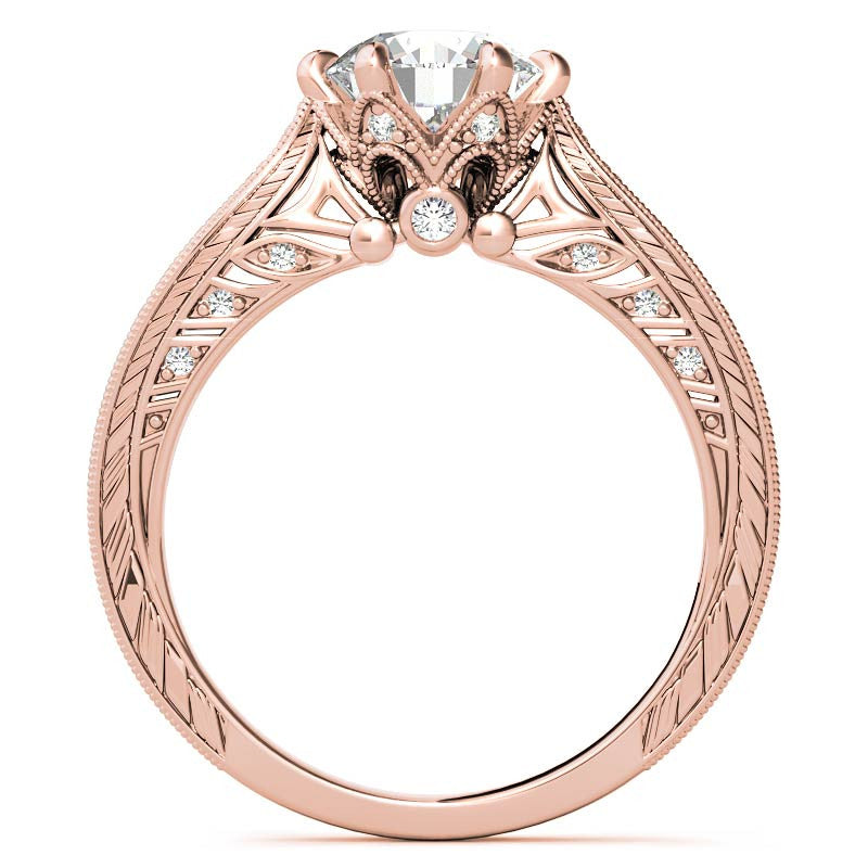 6-Prong Round Antique Moissanite Engagement Ring