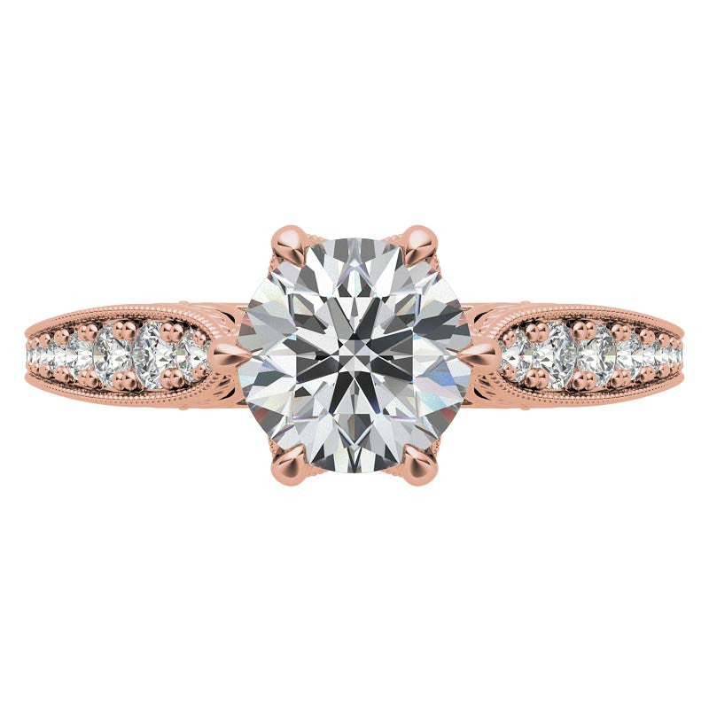 6-Prong Round Antique Moissanite Engagement Ring