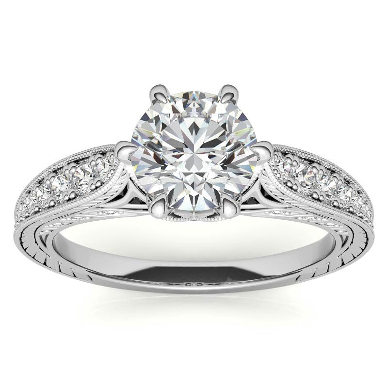 6-Prong Round Antique Moissanite Engagement Ring