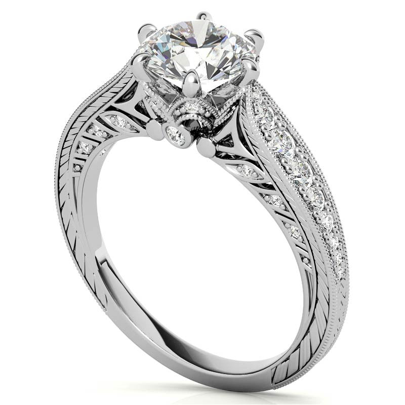 6-Prong Round Antique Moissanite Engagement Ring