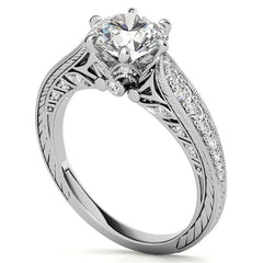 6-Prong Round Antique Moissanite Engagement Ring