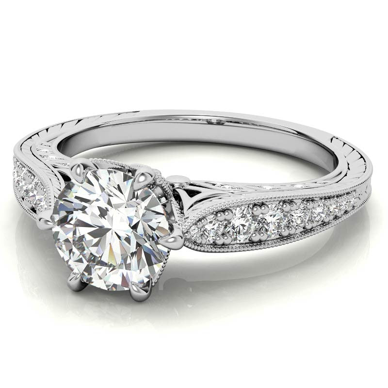 6-Prong Round Antique Moissanite Engagement Ring