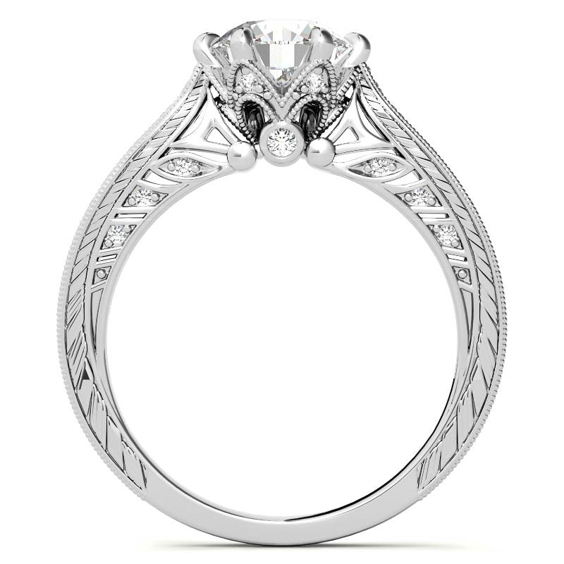 6-Prong Round Antique Moissanite Engagement Ring