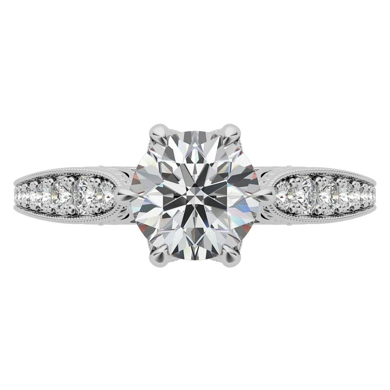 6-Prong Round Antique Moissanite Engagement Ring