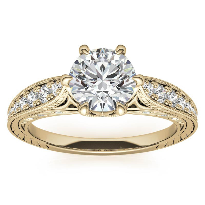 6-Prong Round Antique Moissanite Engagement Ring