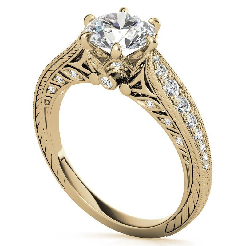 6-Prong Round Antique Moissanite Engagement Ring