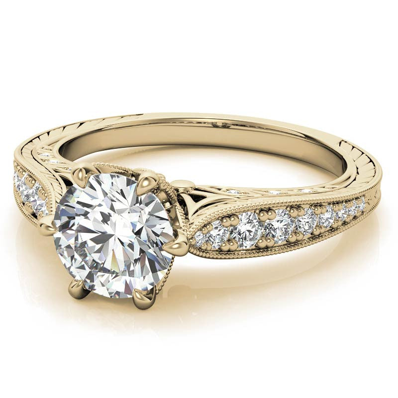 6-Prong Round Antique Moissanite Engagement Ring