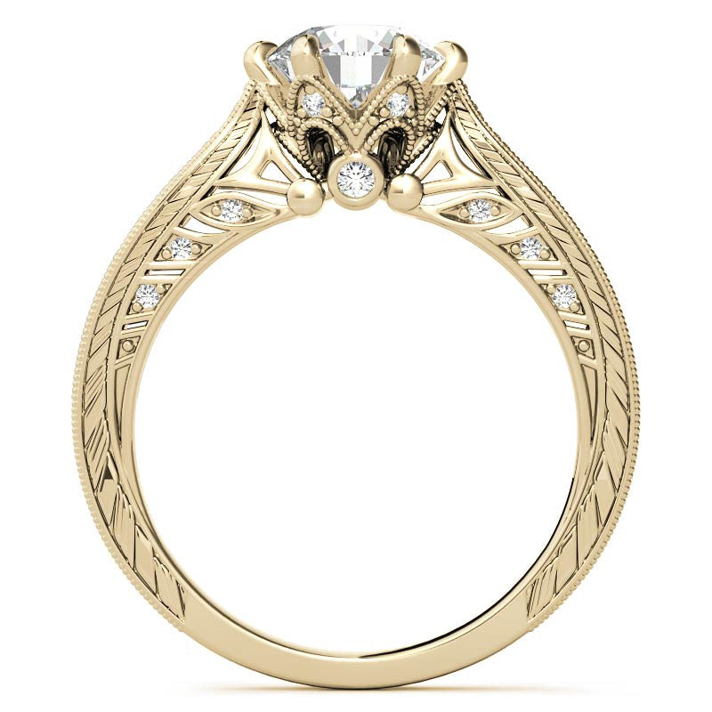 6-Prong Round Antique Moissanite Engagement Ring