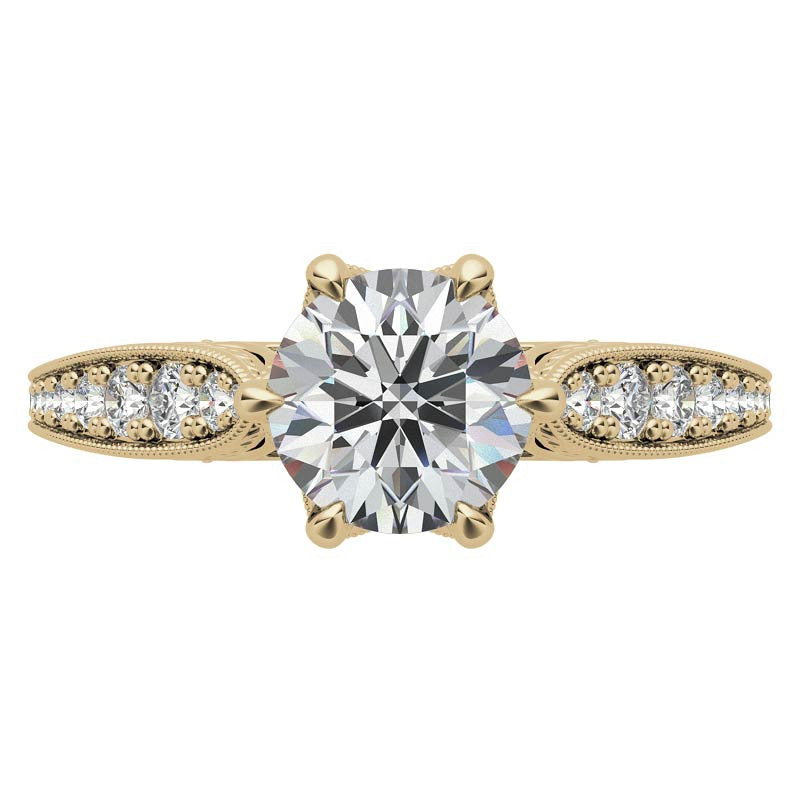 6-Prong Round Antique Moissanite Engagement Ring