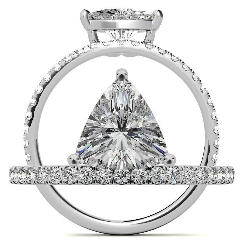 Trillion cut Moissanite Modern Engagement Ring
