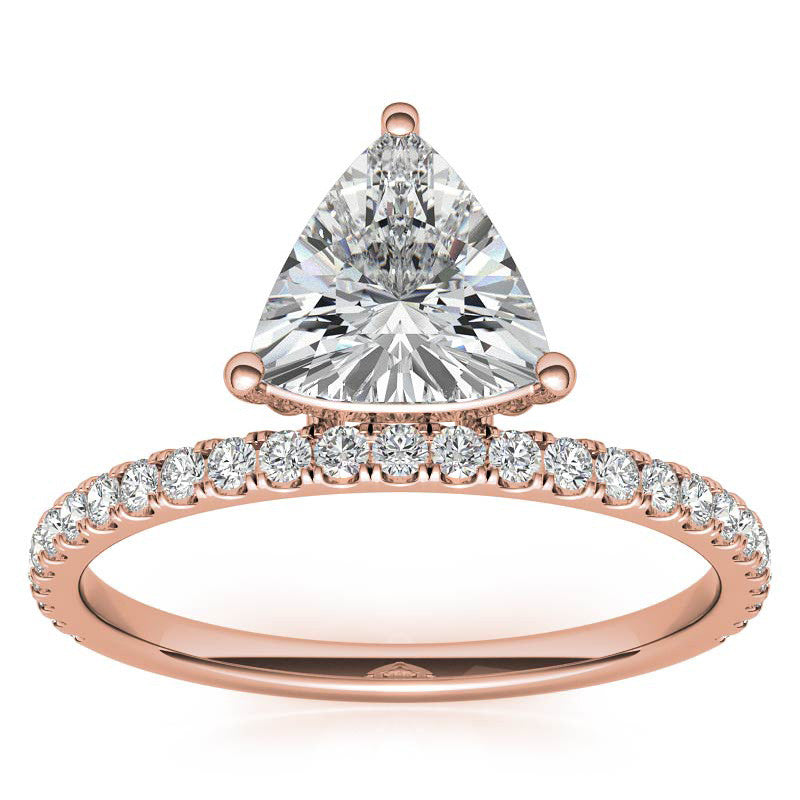 Trillion cut Moissanite Modern Engagement Ring