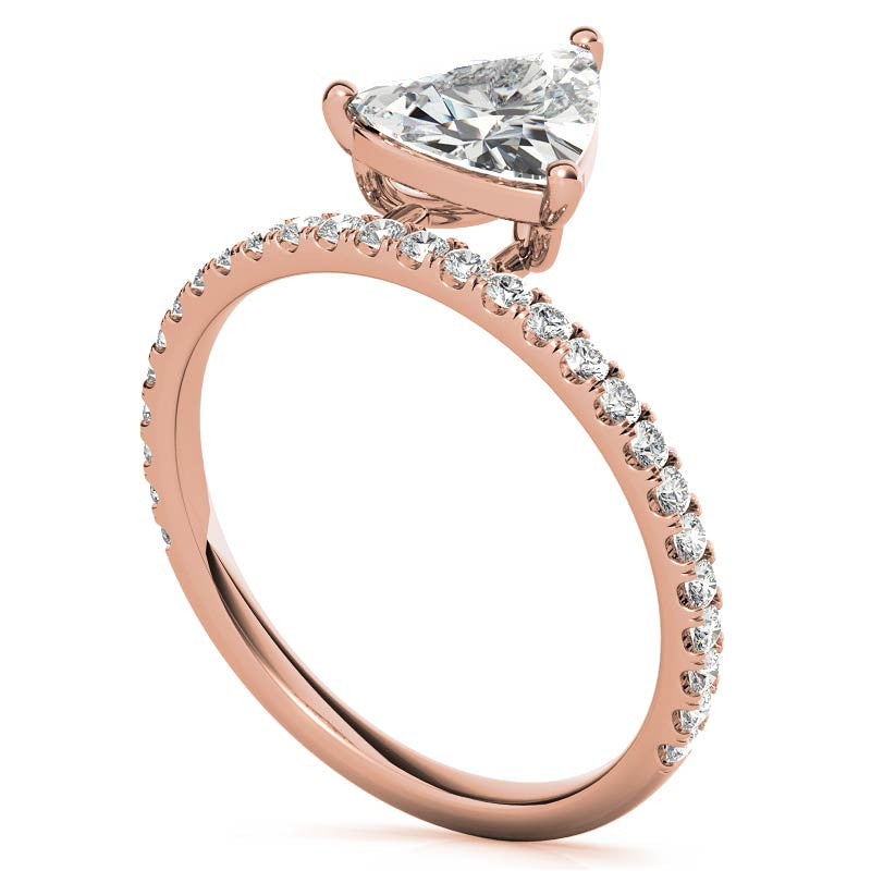Trillion cut Moissanite Modern Engagement Ring