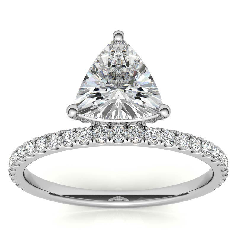 Trillion cut Moissanite Modern Engagement Ring