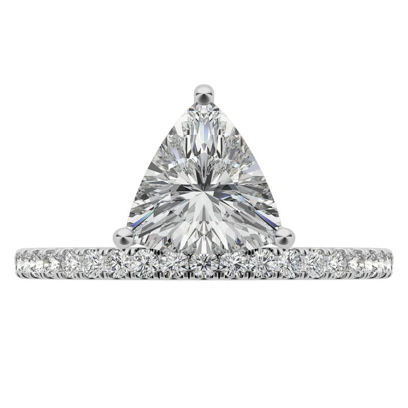 Trillion cut Moissanite Modern Engagement Ring